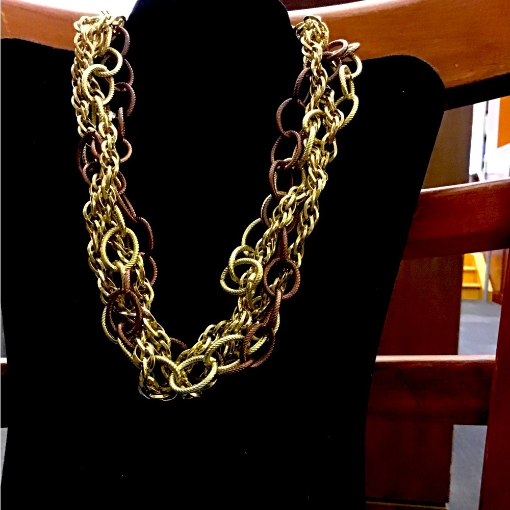 NWOT Beautiful Multiple chain Gold and Brown Necklace